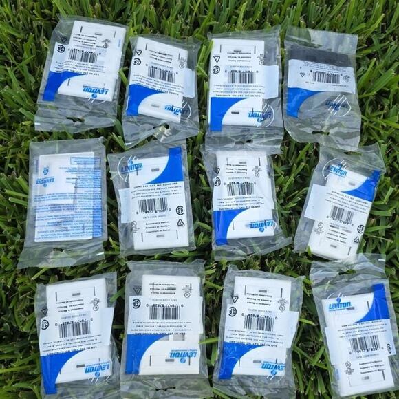 Leviton Other - QTY 11 Leviton 42080-4WS QuickPort Wallplate with Id Window, Single Gang, 4-Port